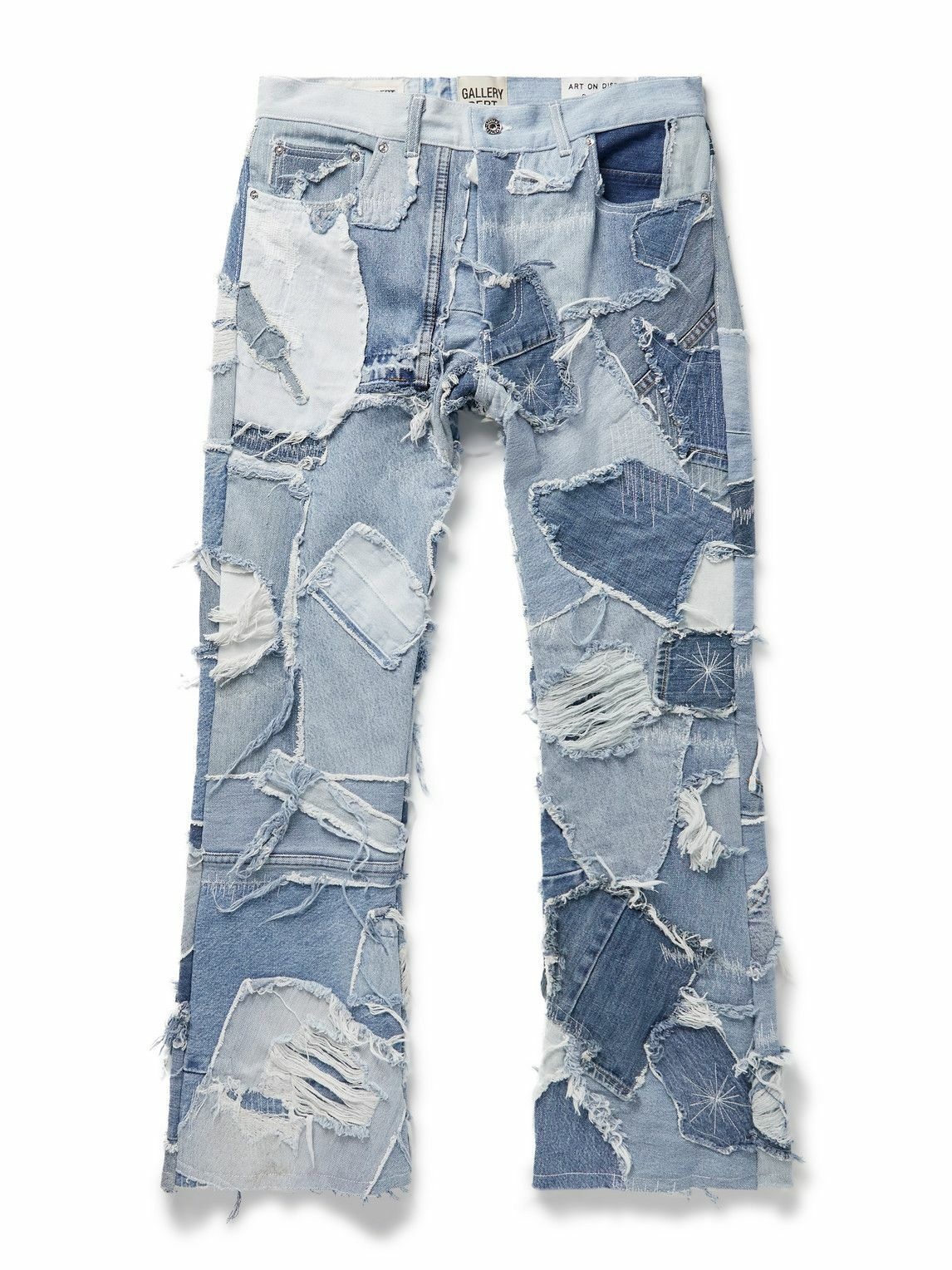 Photo: Gallery Dept. - Logan Straight-Leg Distressed Patchwork Jeans - Blue
