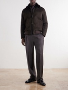 Brioni - Shearling and Leather-Trimmed Suede Jacket - Brown