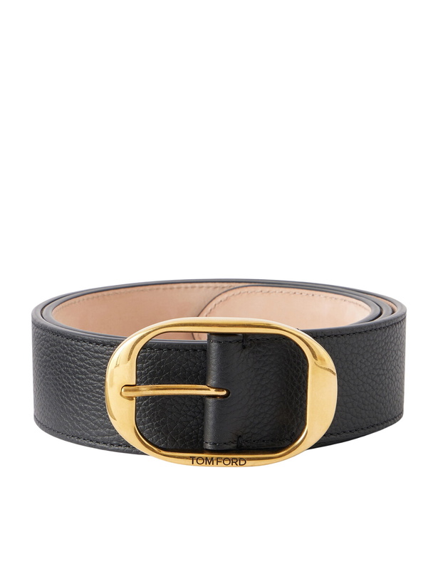 Photo: TOM FORD - 4cm Logo-Engraved Full-Grain Leather Belt - Black
