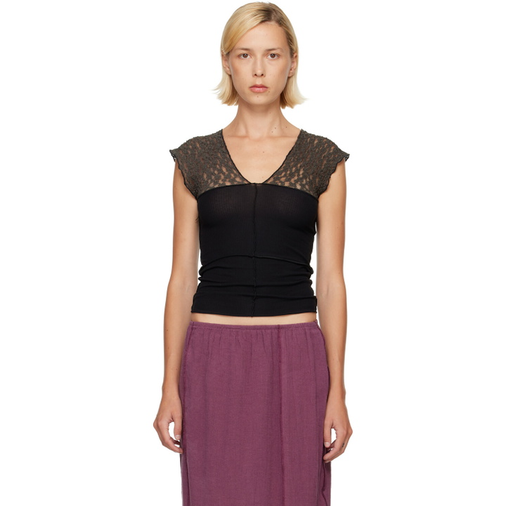 Photo: Baserange SSENSE Exclusive Black & Taupe Nehru Top