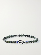 MIKIA - Kambaba Jasper and Sterling Silver Beaded Bracelet - Blue