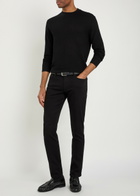 Emporio Armani Logo-weave Fine-knit Wool Jumper Black