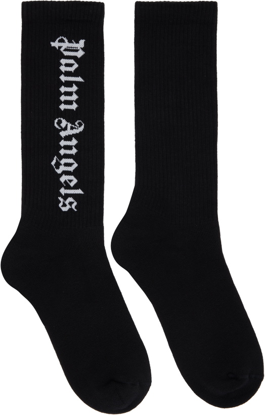 Photo: Palm Angels Black Classic Logo Socks
