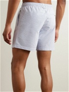Mr P. - Straight-Leg Mid-Length Striped Seersucker Swim Shorts - Blue