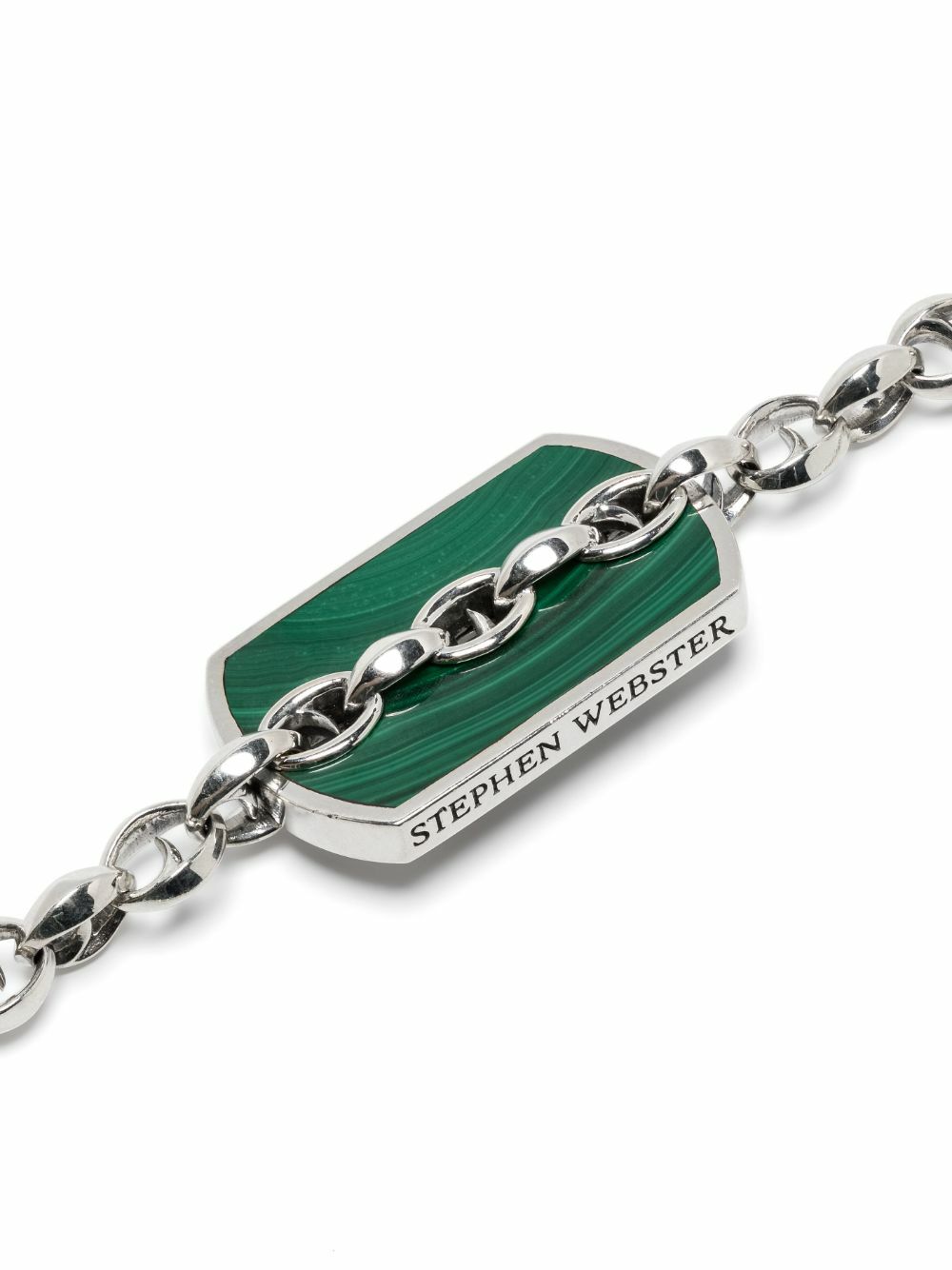 Stephen Webster Sterling Silver Inline Razer Tag Malachite Necklace