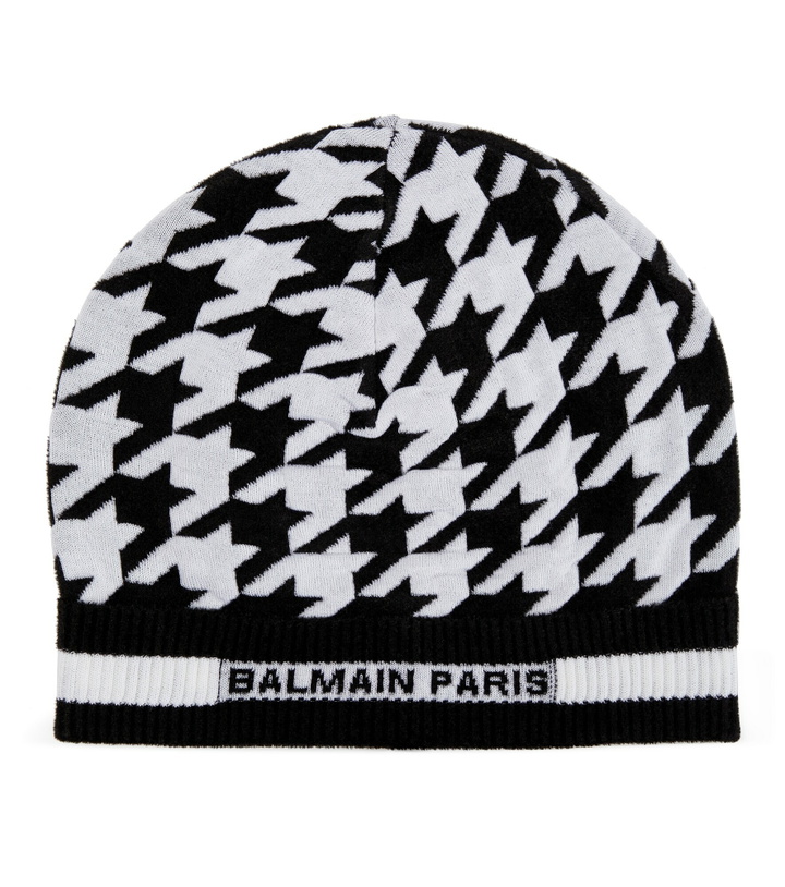 Photo: Balmain - Houndstooth jacquard wool-blend beanie