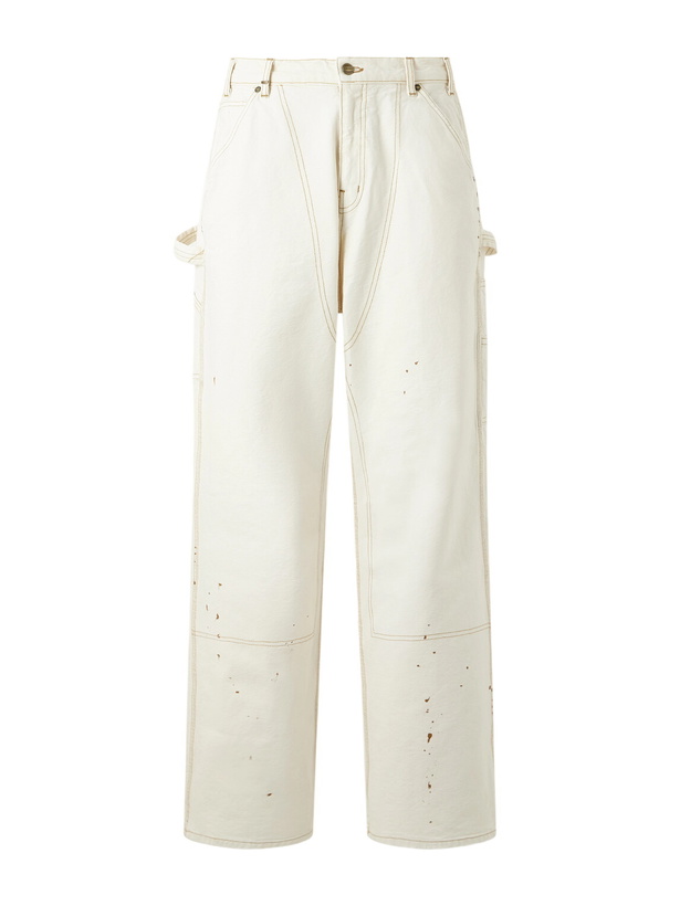 Photo: Cherry Los Angeles - Paint-Splattered Distressed Straight-Leg Jeans - White