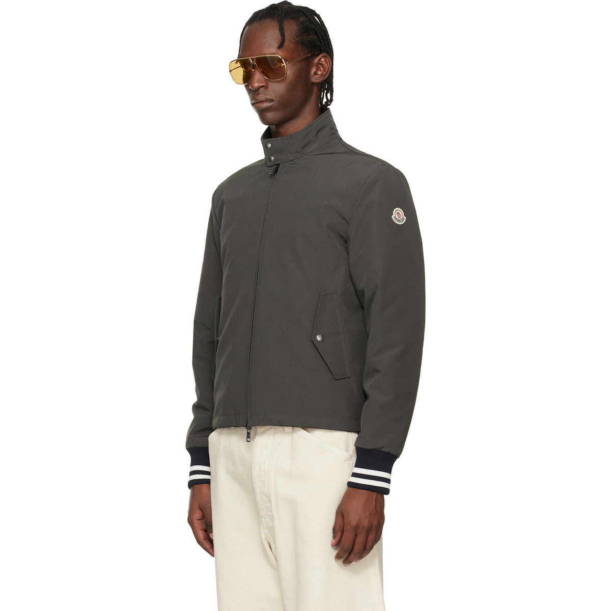 Moncler Gray Prieure Reversible Down Bomber Jacket