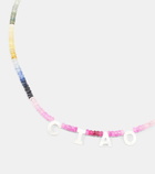 Roxanne First Ciao 9kt gold necklace with sapphires and mother of pearl