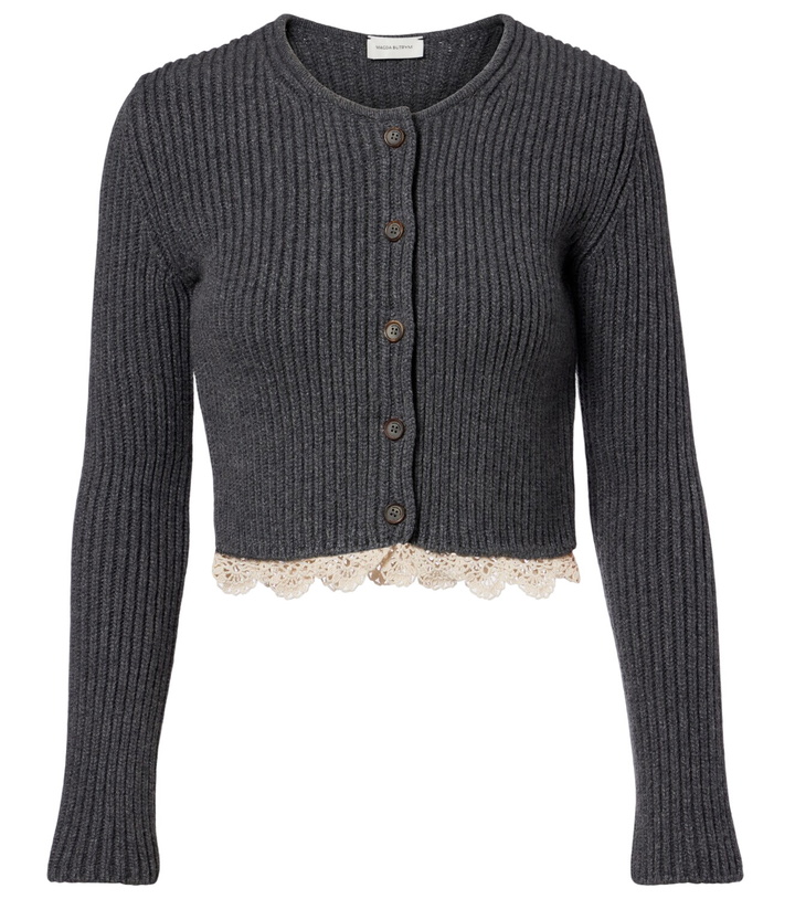 Photo: Magda Butrym Cropped crochet-trimmed cashmere cardigan