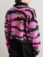 ERL - Metallic Jacquard-Knit Half-Zip Sweater - Pink