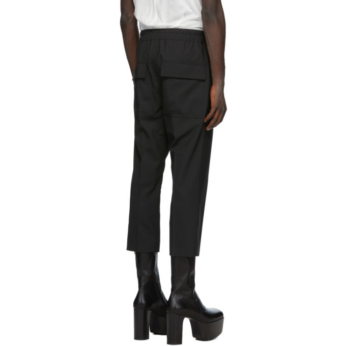 Rick Owens Black Drawstring Slim Astaires Cropped Trousers Rick Owens