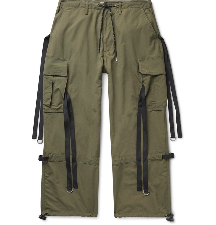 Photo: Flagstuff - Wide-Leg Webbing-Trimmed Ripstop Cargo Trousers - Green