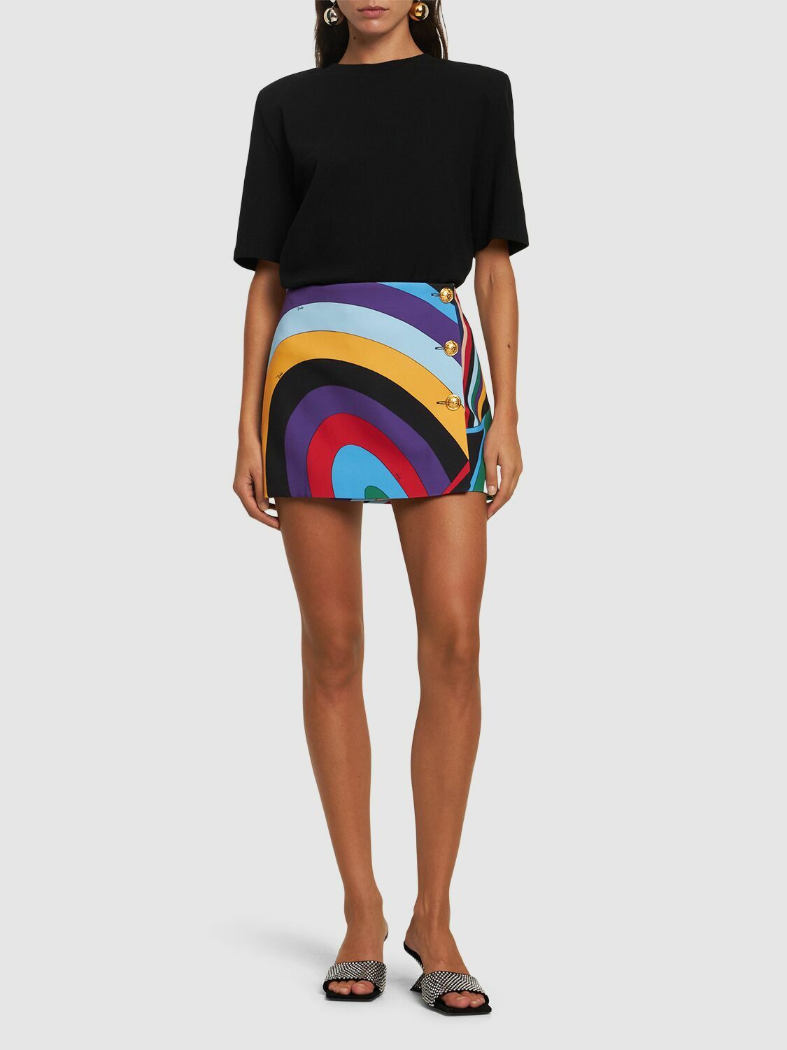 スカート Emilio Pucci Black Cady Wrap Skirt With Button Closure Emilio Pucci Embellished Cady Midi Wrap Skirt in Black | Lyst