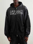 Satoshi Nakamoto - Luke Logo-Printed Cotton-Fleece Zip-Up Hoodie - Black