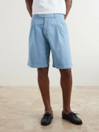 Boglioli - Straight-Leg Cotton-Blend Shorts - Blue
