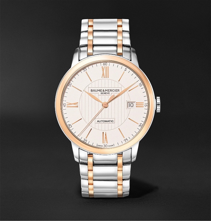Photo: Baume & Mercier - Classima Automatic 40mm Stainless Steel and Rose Gold-Plated Watch, Ref. No. M0A10217 - Silver