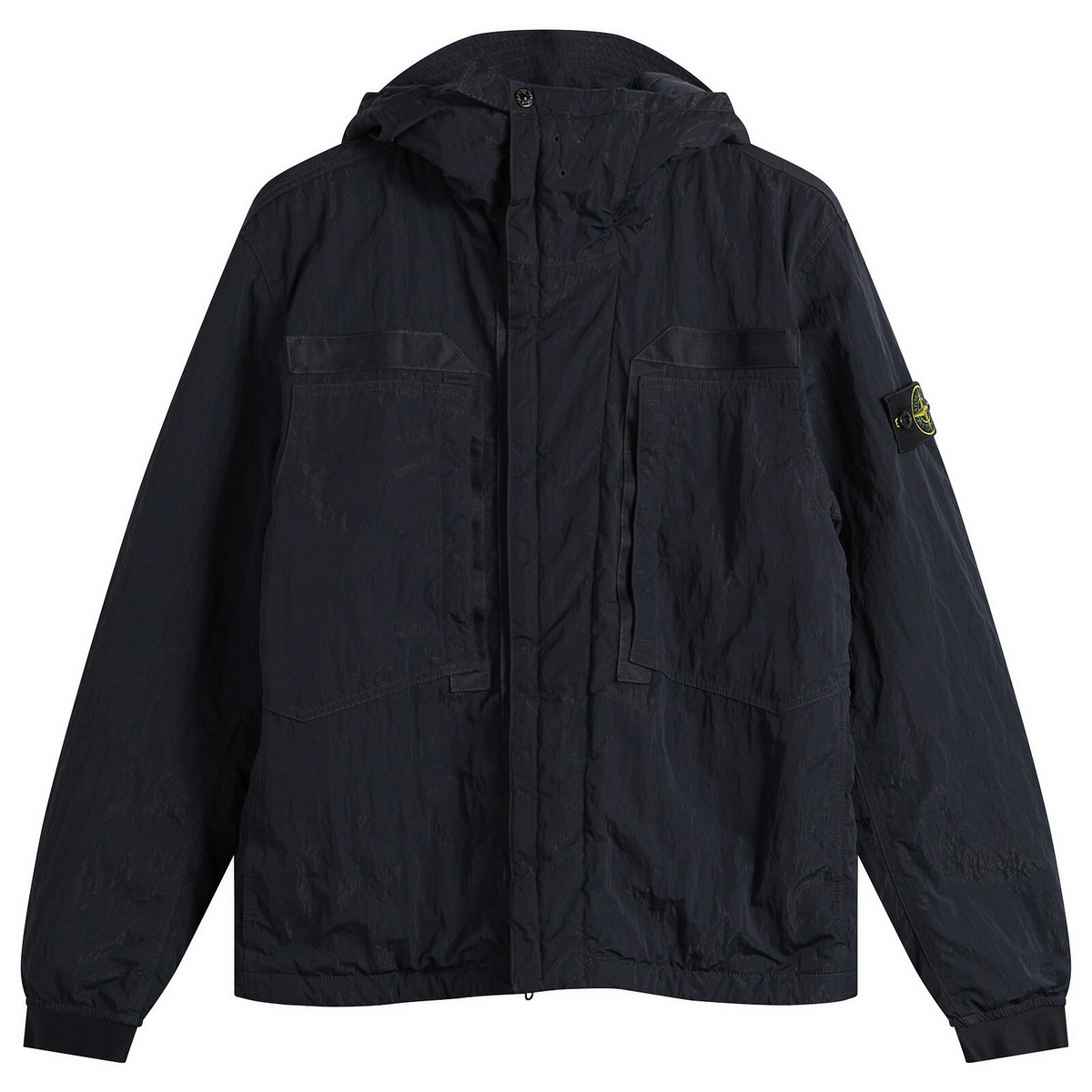 Stone Island Men's Warp Rib Nylon-TC Hooded Jacket in Navy Blue