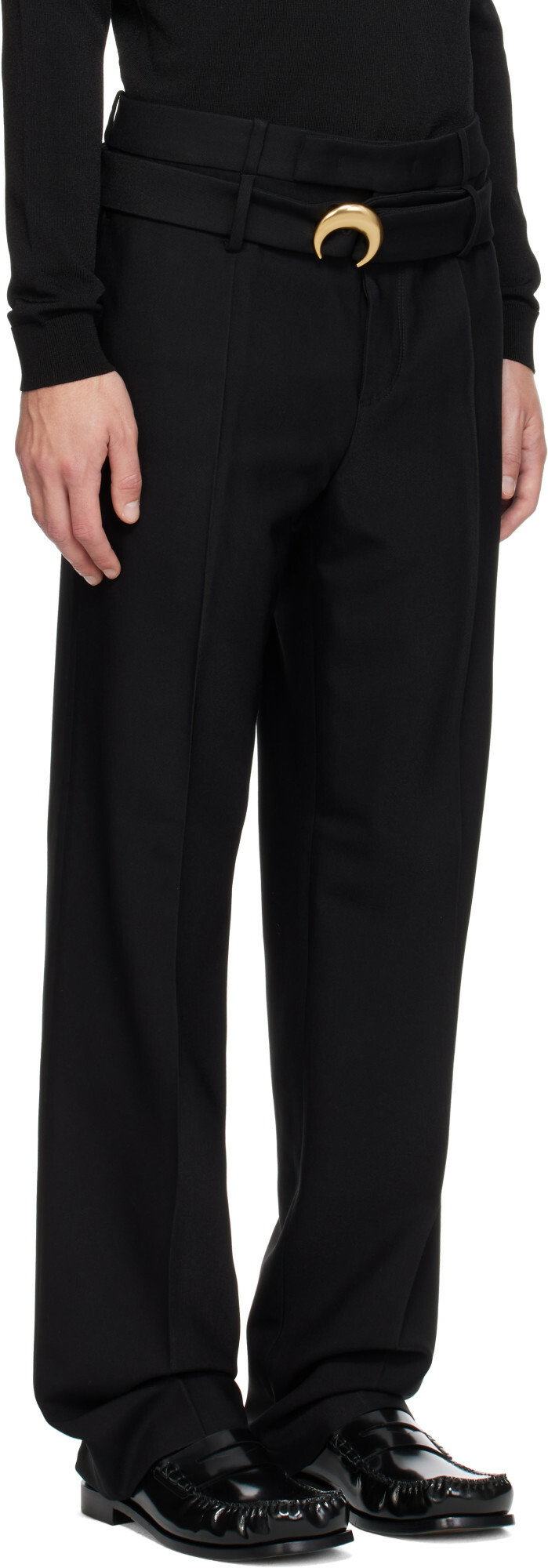 Marine Serre Black Tailored Belted Serge Trousers