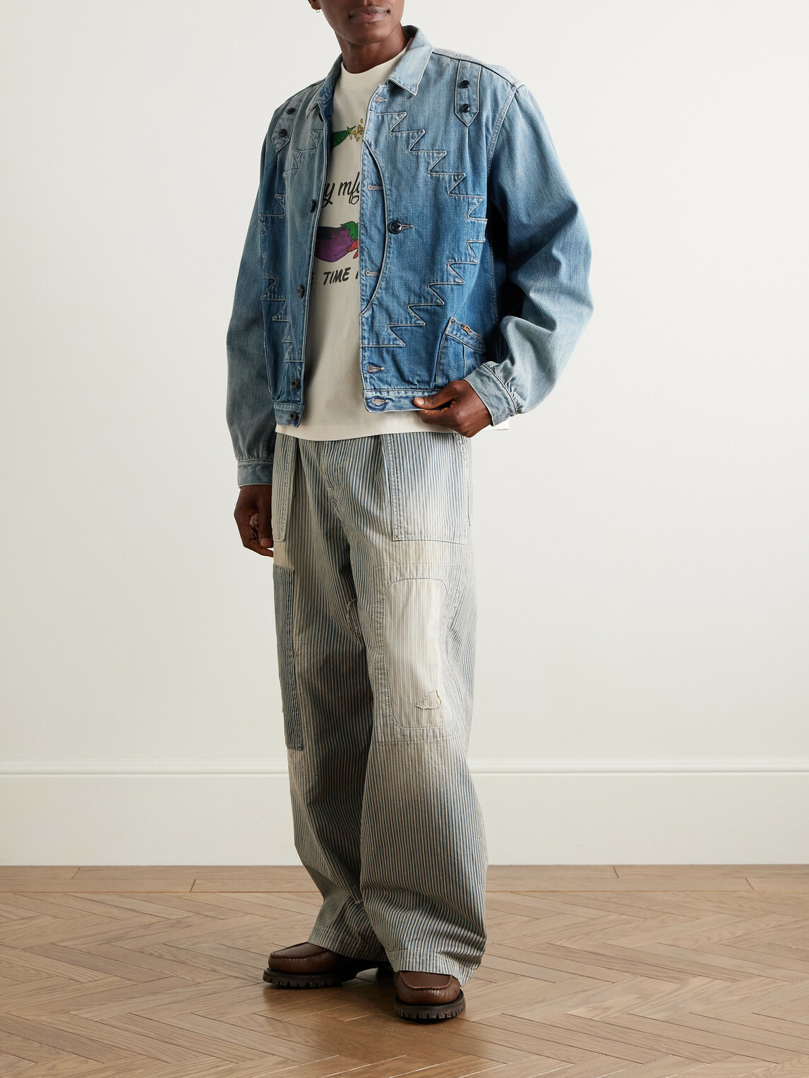 KAPITAL - Thunderbird Panelled Denim Blouson Jacket - Blue