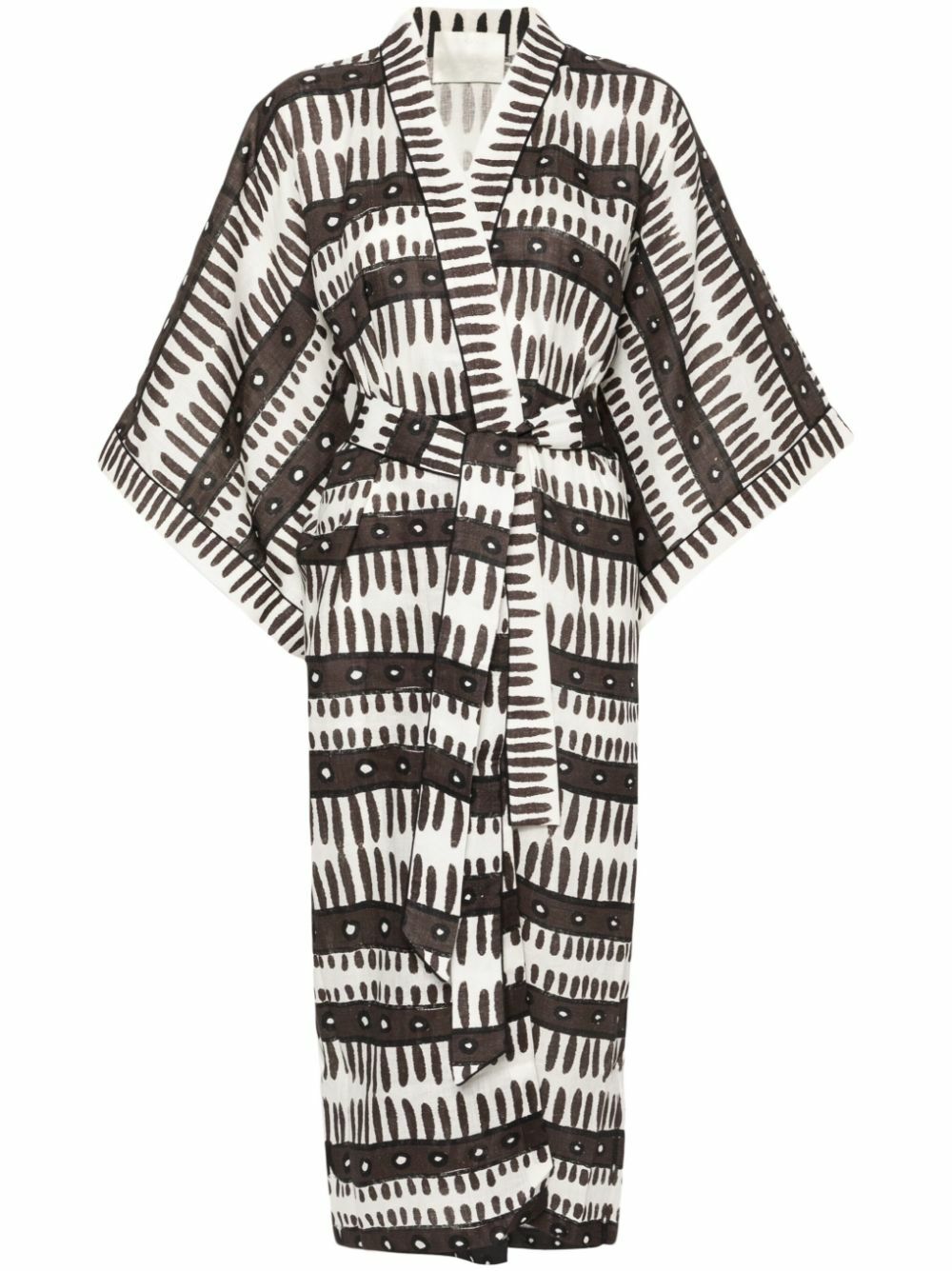 Maison La Plage Brown Kenya Belted Linen Dress