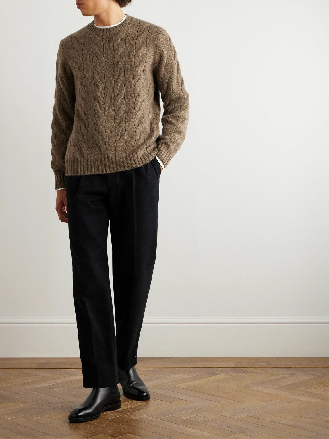 Loro Piana - Napier Cable-Knit Baby Cashmere Sweater - Brown