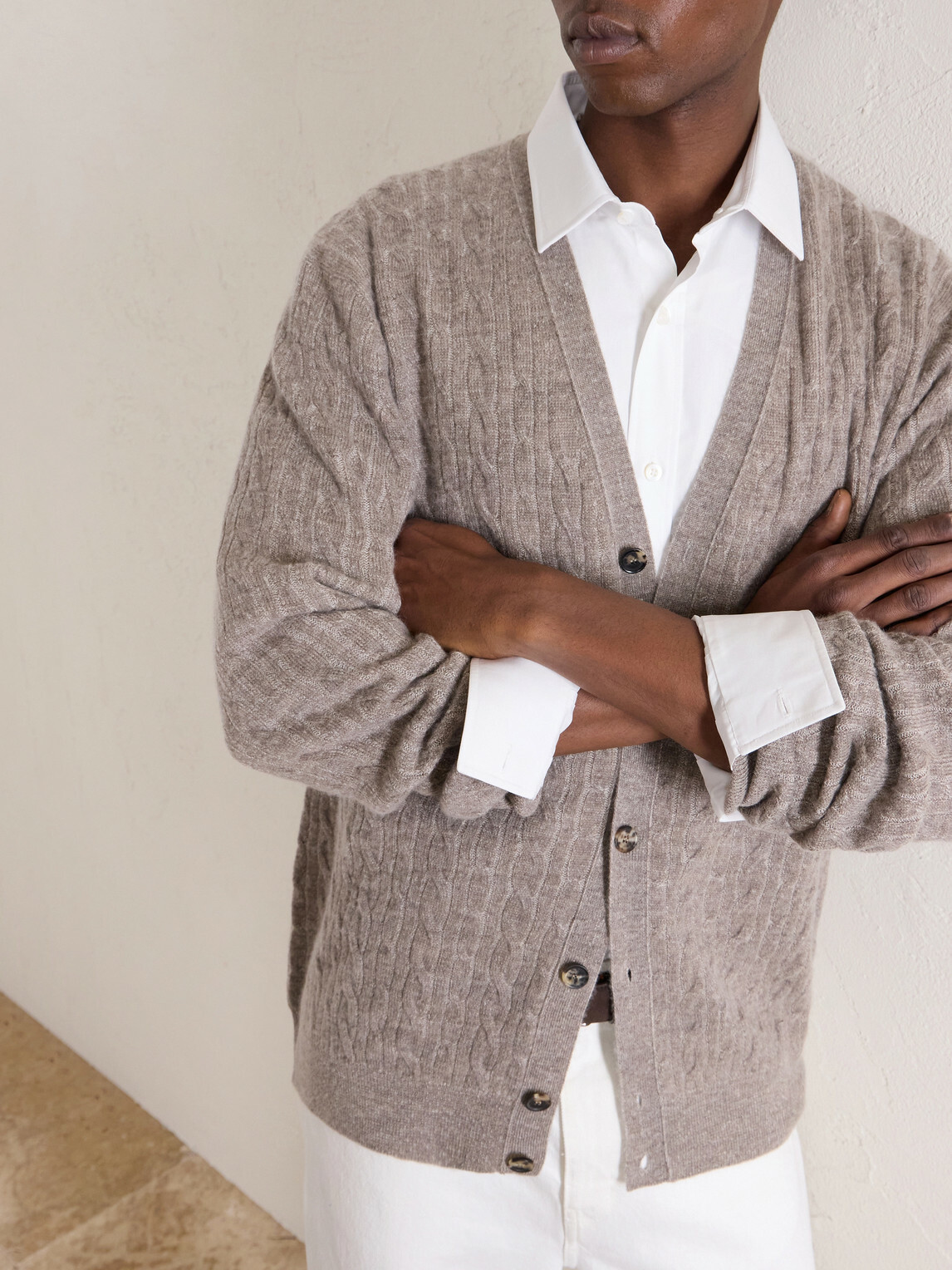 Loro Piana - Walnut Cable-Knit Virgin Wool, Cashmere and Silk-Blend Cardigan - Neutrals
