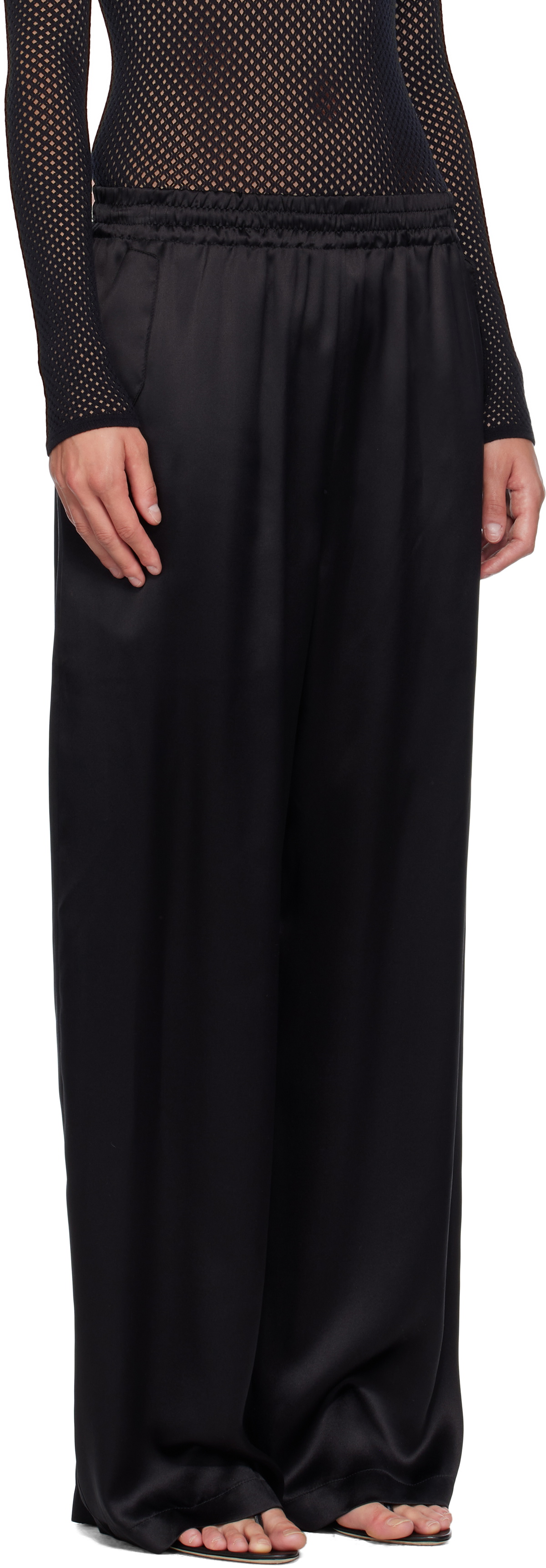 WARDROBE.NYC Black Satin Pajama Trousers
