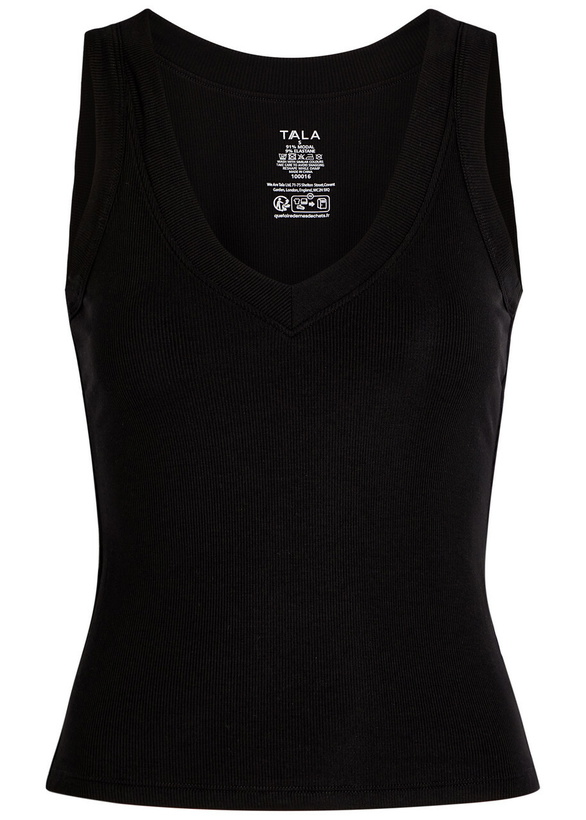 Photo: Tala 365 Ribbed V-neck Stretch-modal Vest Black