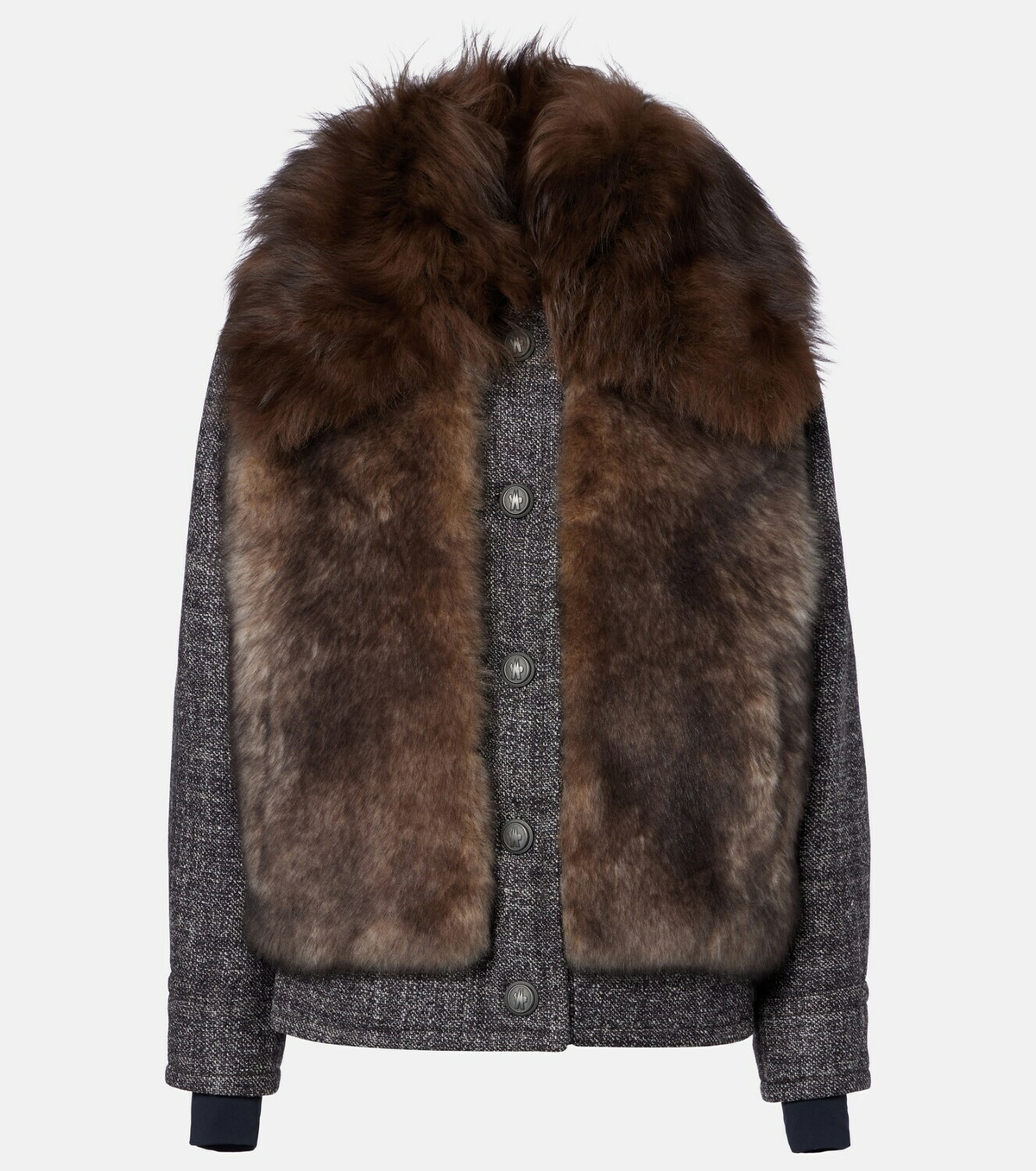 Moncler Grenoble Faite shearling-trimmed virgin wool down ski jacket