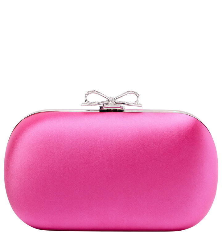 Photo: Self-Portrait Bow embellished satin clutch