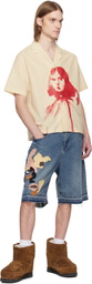 KidSuper Beige Painted Circus Girl Camp Shirt