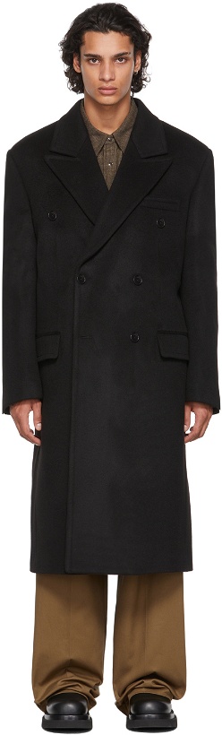 Photo: System Black Wool Double-Breasted Coat