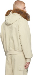 Burberry Beige Faux-Fur Trim Cotton Bomber Jacket