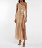 Oseree - One-shoulder lamé gown