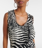 Blumarine Zebra-print asymmetric chiffon minidress