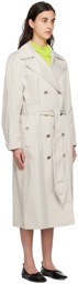 OPEN YY Beige Stud Belt Trench Coat