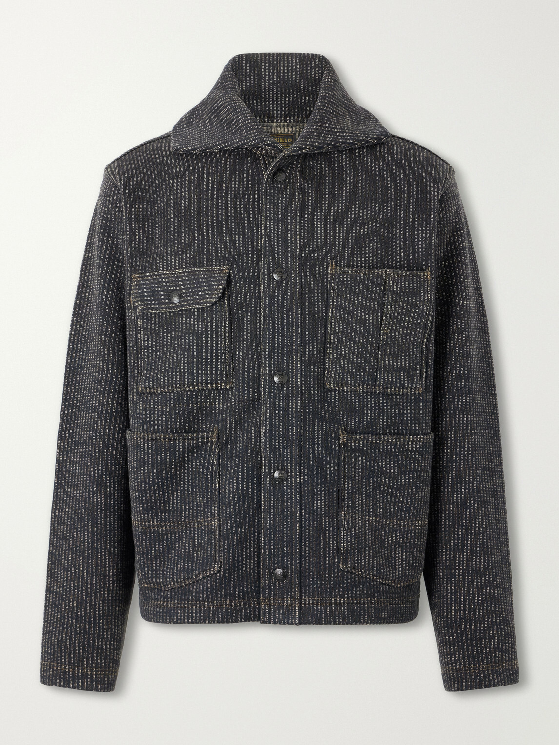 RRL - Charles Striped Cotton-Blend Fleece Jacket - Gray