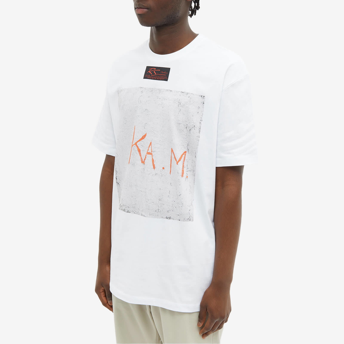 Raf Simons Men's K.A.M Oversized T-Shirt in White Raf Simons