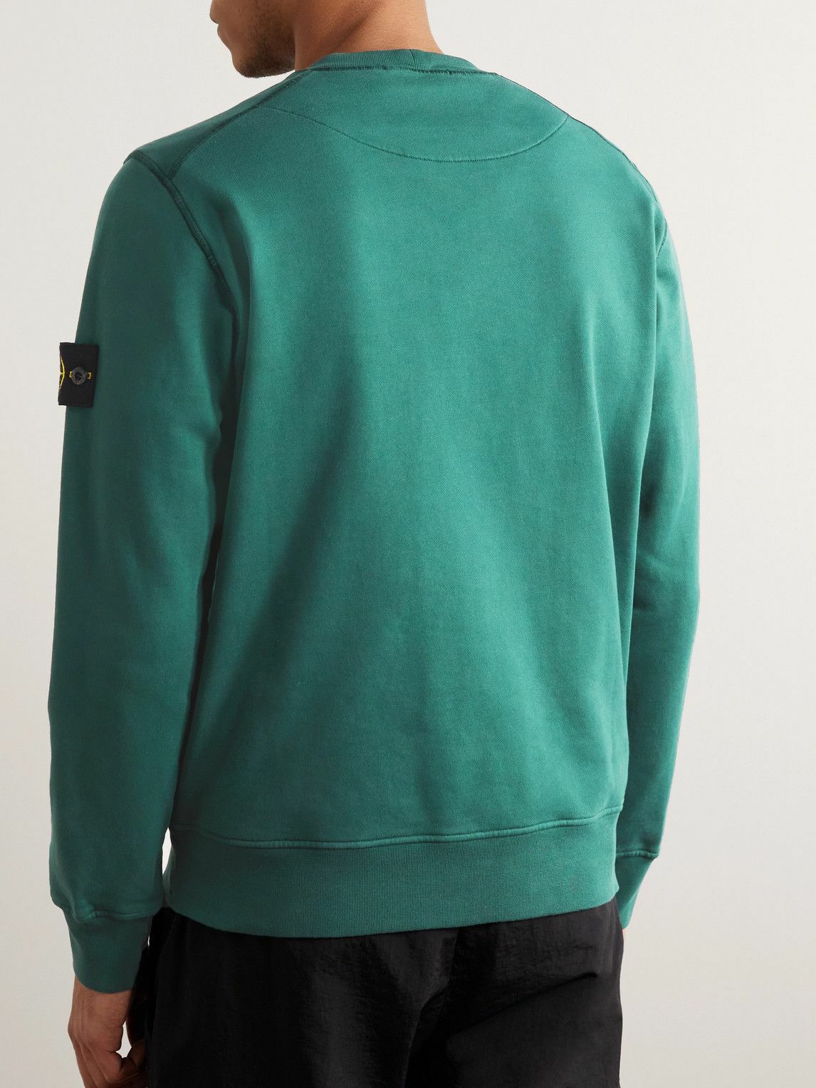 Stone Island - Logo-Appliquéd Garment-Dyed Cotton-Jersey Sweatshirt ...