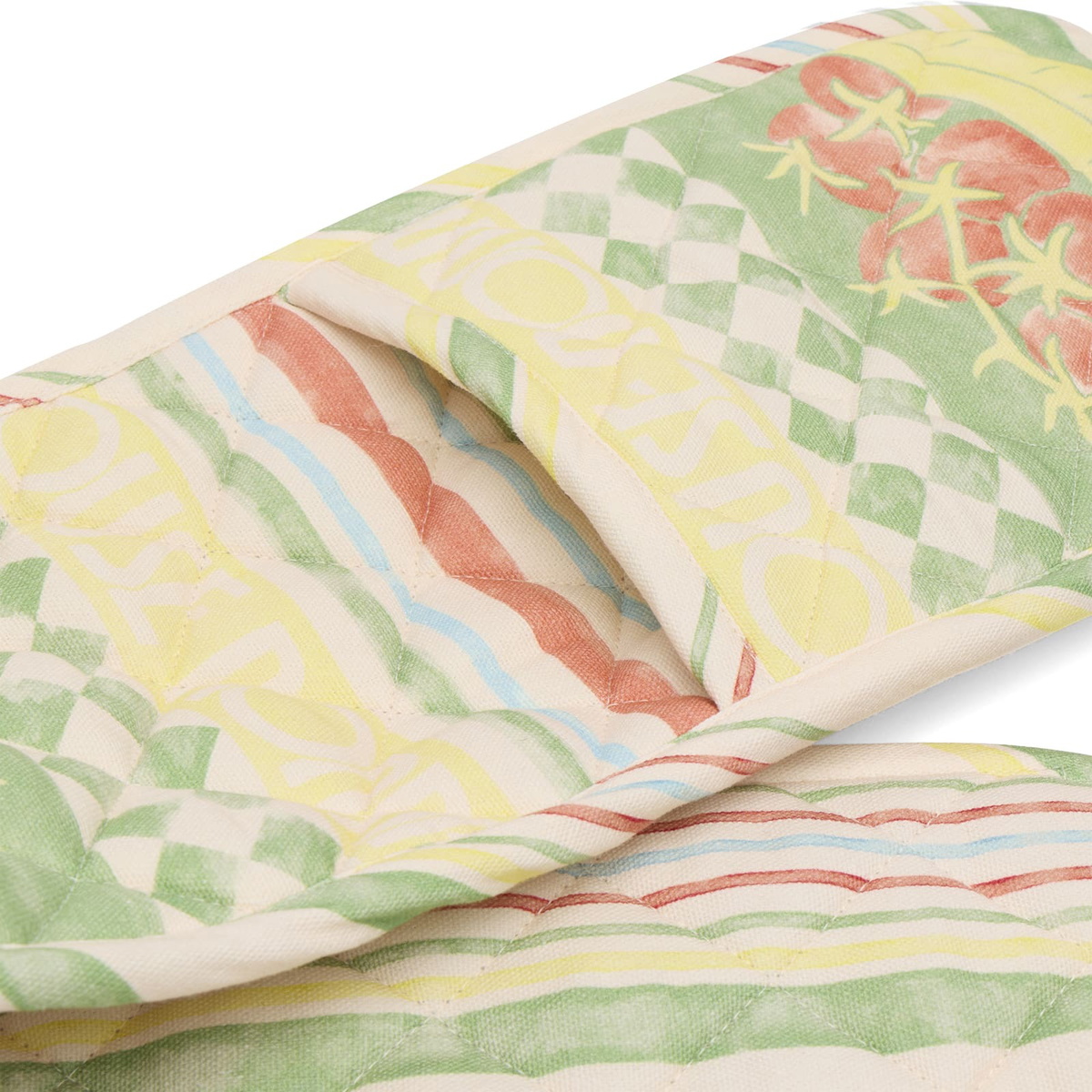 Damson Madder Women's Nonna House - Double Oven Glove in Yellow/Green 