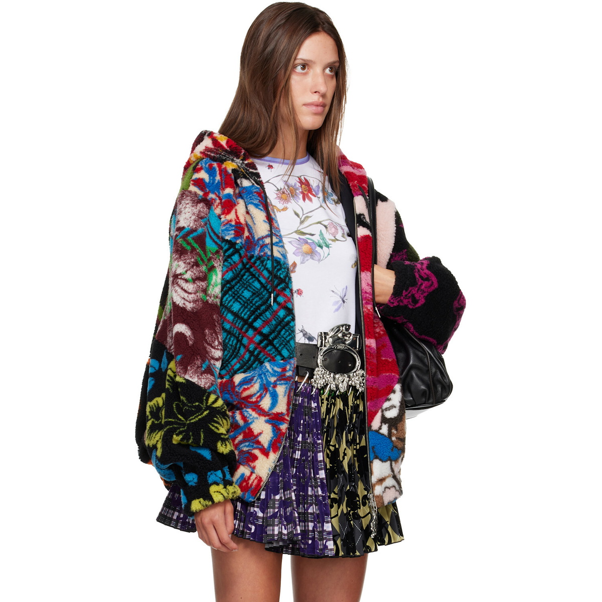 Chopova Lowena Multicolor Patchwork Oversized Hooded Fleece Jacket