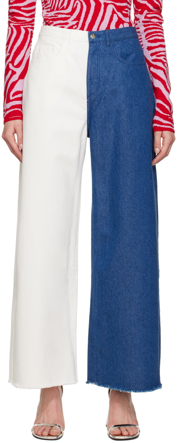 Marques Almeida Blue & White Boyfriend Jeans