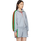 Gucci Silver Reflective Zip-Up Sweater