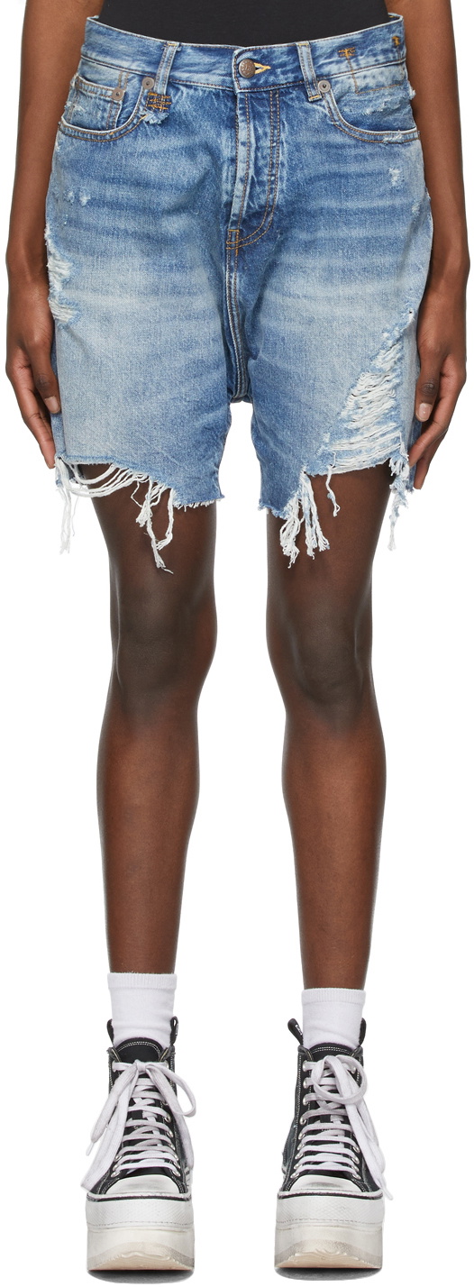 R13 Blue Marky Drop Shorts R13