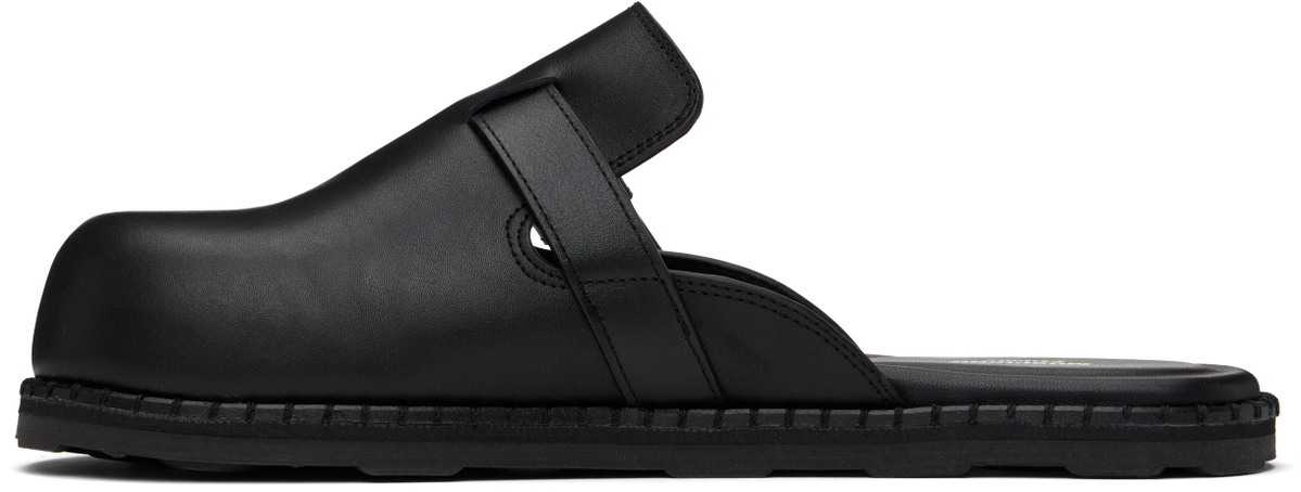 Moschino Black Leather Mule Loafers