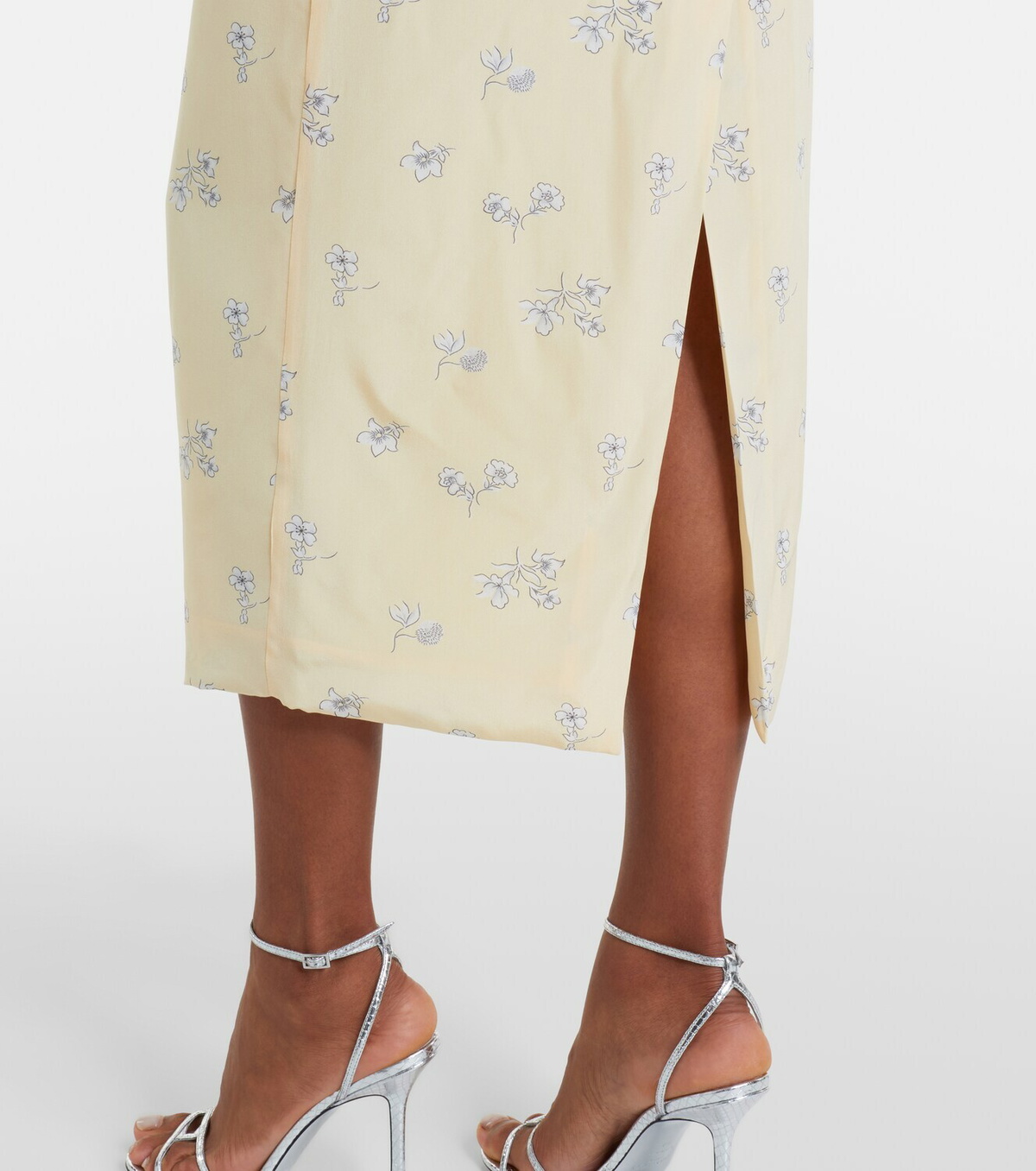 Alessandra Rich Lace-trimmed floral silk midi dress