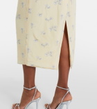 Alessandra Rich Lace-trimmed floral silk midi dress