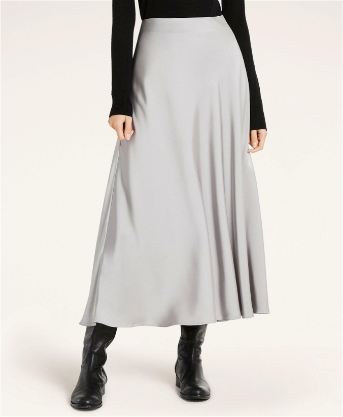 Photo: Brooks Brothers Women's Satin Bias Cut Skirt | Grey