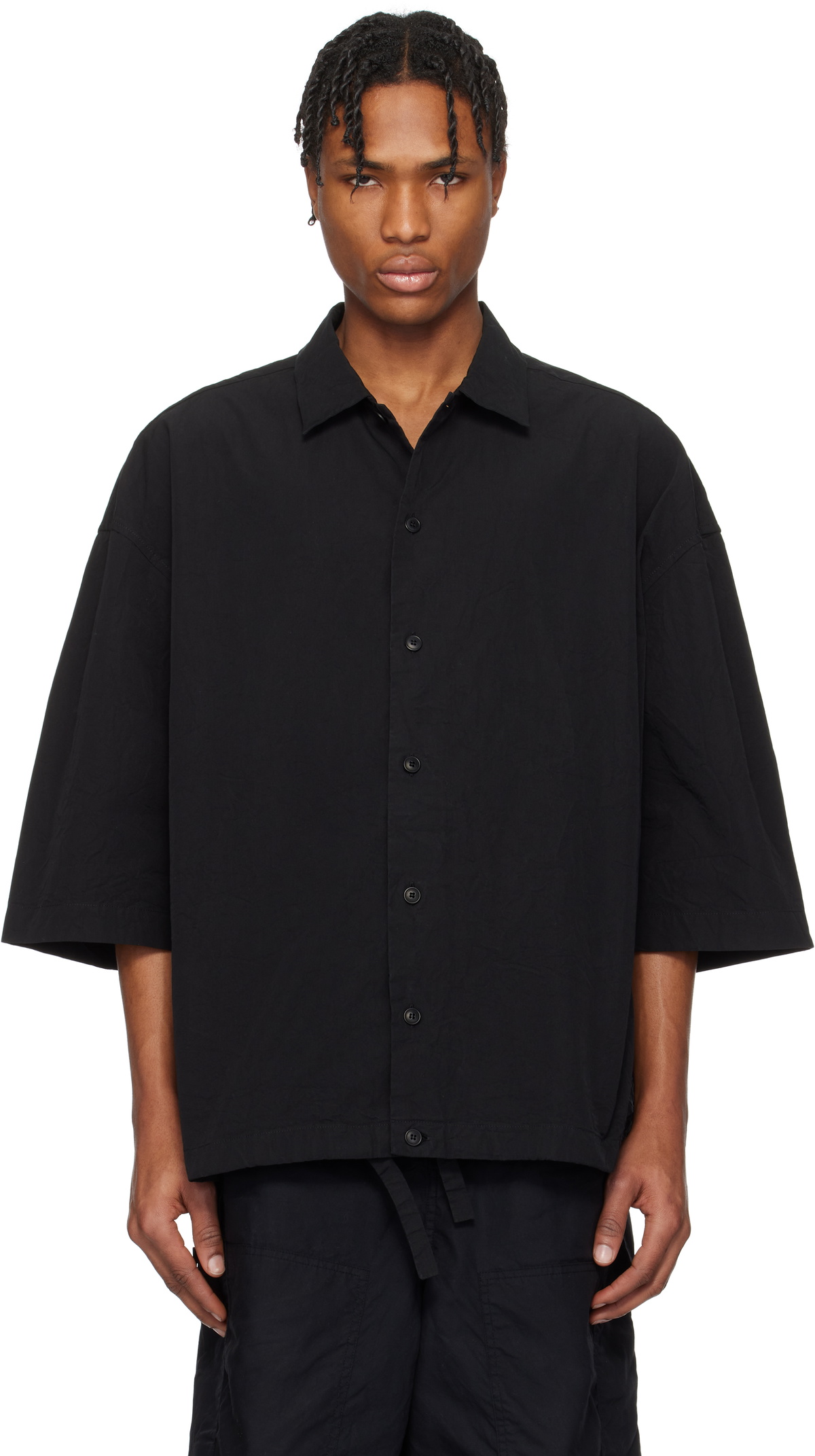 CASEY CASEY Navy Mili Volume Shirt CASEY CASEY